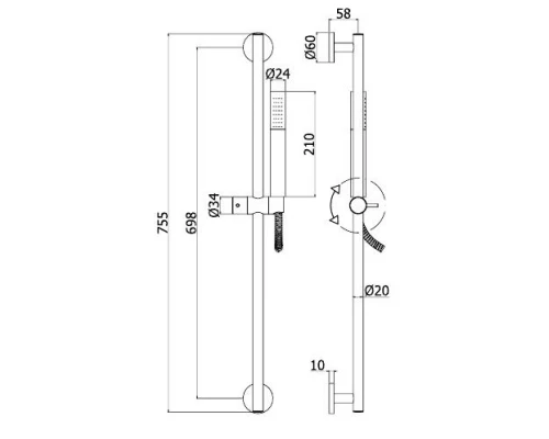 Душевая стойка Paffoni Life ZSAL135NO, черный матовый