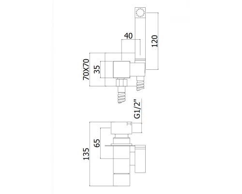 Гигиенический душ Paffoni Tweet Square, со смесителем, черный матовый, ZDUP112NO