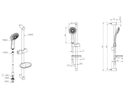 Душевой гарнитур VitrA Samba 3F, A45680WSA