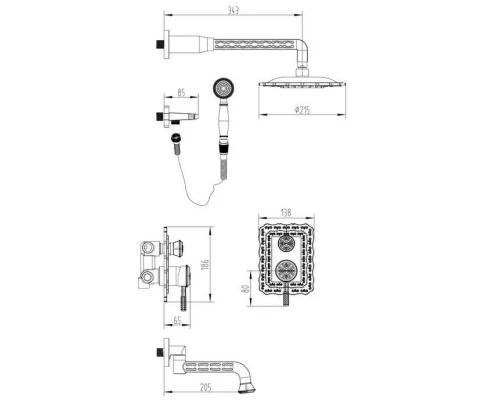 Душевая система ZorG Antic A 104DS-BR, бронза