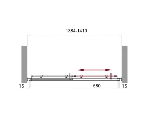 Душевая дверь в нишу BelBagno Uno UNO-BF-1-140-C-Cr, 140 х 185 см, прозрачное стекло