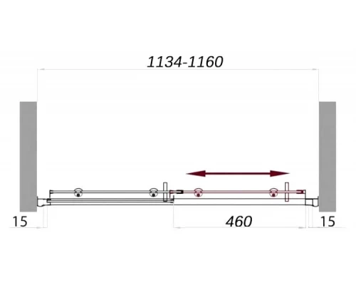 Душевая дверь в проем BelBagno Uno UNO-BF-1-115-Cr, 115 см         