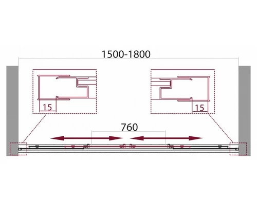 Шторка для ванны BelBagno Unique UNIQUE-VF-2-150/180-140, стекло прозрачное/матовое, цвет профиля хром
