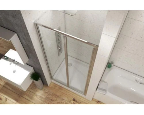 Душевая дверь в нишу Bravat Line BD100.4121A, 100 x 200 см, складная, стекло прозрачное, хром