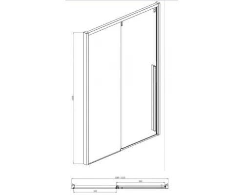 Душевая дверь в нишу Bravat Slim Line BD120.4105A, 120 x 195 см, раздвижная, стекло прозрачное, хром