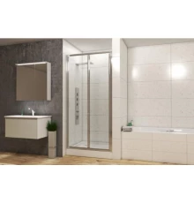 Душевая дверь в нишу Bravat Line BD100.4121A, 100 x 200 см, складная, стекло прозрачное, хром