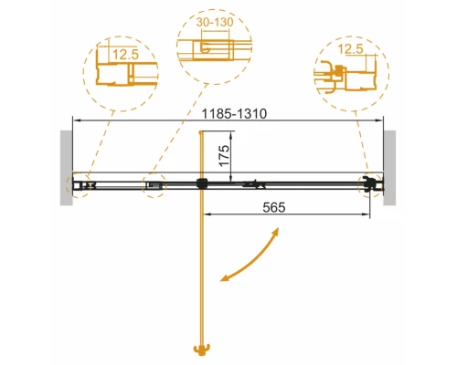 Душевая дверь Cezares Variante-B-1-120/130-C-Cr