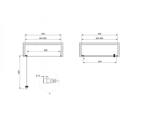 Душевая дверь Cezares ECO-O-B-1-90-C-NERO, 90 х 190 см, стекло прозрачное, цвет профиля черный
