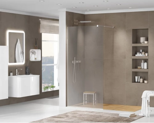 Душевая стенка Cezares Liberta со свободным входом, 110 см, стекло графит, профиль хром, Liberta-L-1-110-GR-Cr