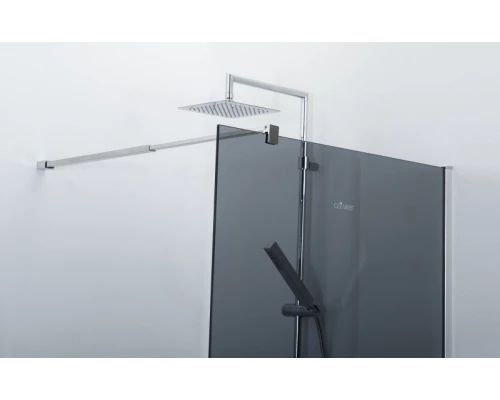 Душевая стенка Cezares Liberta со свободным входом, 110 см, стекло графит, профиль хром, Liberta-L-1-110-GR-Cr