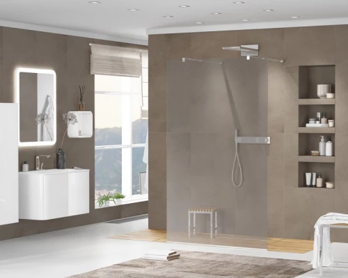 Душевая стенка Cezares Liberta со свободным входом, 110 см, стекло графит, профиль хром, Liberta-L-2-110-GR-Cr