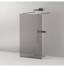 Душевая стенка Cezares Liberta со свободным входом, 110 см, стекло графит, профиль черный, Liberta-L-2-110-GR-Nero