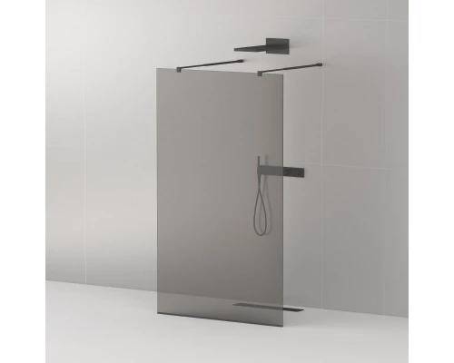 Душевая стенка Cezares Liberta со свободным входом, 110 см, стекло графит, профиль черный, Liberta-L-2-110-GR-Nero