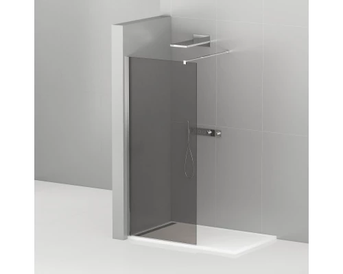 Душевая стенка Cezares Liberta со свободным входом, 110 см, стекло графит, профиль хром, Liberta-L-1-110-GR-Cr