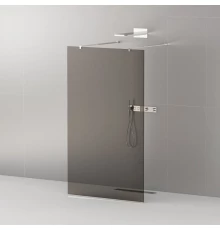 Душевая стенка Cezares Liberta со свободным входом, 110 см, стекло графит, профиль хром, Liberta-L-2-110-GR-Cr