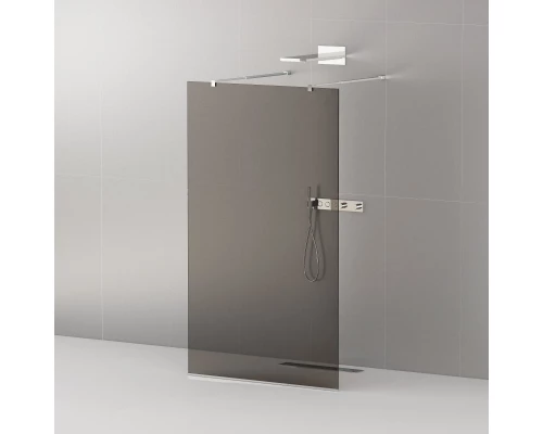 Душевая стенка Cezares Liberta со свободным входом, 110 см, стекло графит, профиль хром, Liberta-L-2-110-GR-Cr