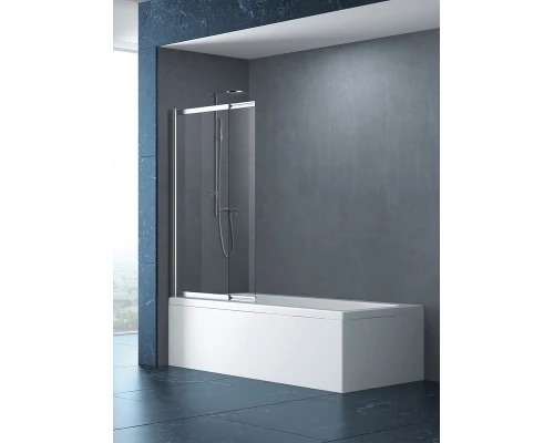 Шторка для ванны Cezares Slider, 100 х 150 см, стекло прозрачное, профиль хром, SLIDER-VF-11-100/150-C-Cr