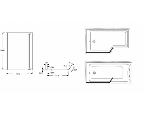 Шторка для ванны Jacob Delafon Bain Douche NEO хром, E4930-GA