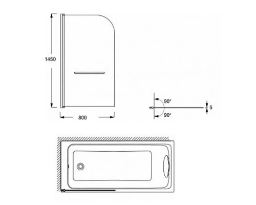 Шторка для ванны Jacob Delafon Odeon Up E4932-GA