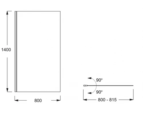 Шторка на ванну Jacob Delafon Struktura E6D042-BL, 80 см, черная, реверсивная