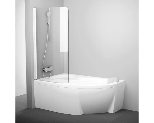 Шторка на ванну Ravak Rosa CVSK1 140/150 левая/правая, профиль белый, витраж транспарент, 7QLM0100Y1/7QRM0100Y1