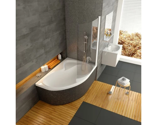 Шторка на ванну Ravak Rosa CVSK1 140/150 левая/правая, профиль сатин, витраж транспарент, 7QLM0U00Y1/7QRM0U00Y1