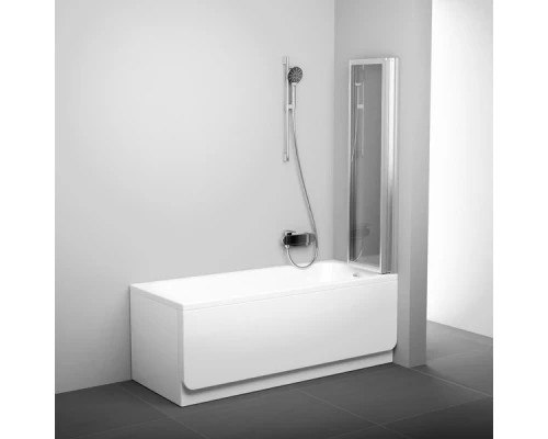 Шторка на ванну Ravak VS3 115, профиль сатин, витраж транспарент, 795S0U00Z1