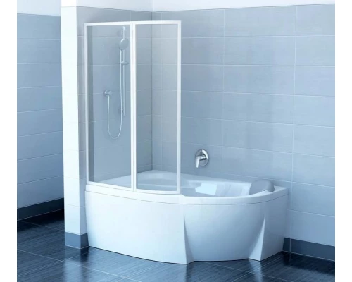 Шторка для ванны Ravak VSK2 Rosa 150, левая/правая, профиль белый, витраж транспарент, 76L80100Z1/76P80100Z1