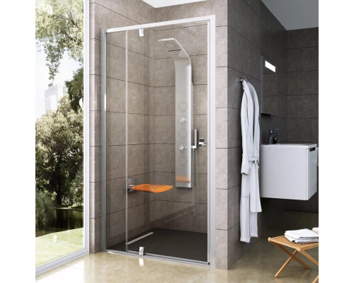Душевая дверь Ravak Pivot PDOP2-120, профиль блестящий, витраж транспарент, 03GG0C00Z1