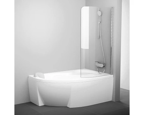 Шторка на ванну Ravak Supernova CVSK1 Rosa 160/170 левая/правая, профиль блестящий, витраж транспарент, 7QLS0C00Y1/7QRS0C00Y1