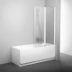 Шторка на ванну Ravak CVS2 100, левая/правая, профиль сатин/блестящий/белый, витраж транспарент