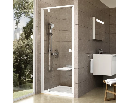 Душевая дверь Ravak Pivot PDOP1-90, профиль белый, ручки белые, витраж транспарент, 03G70101Z1