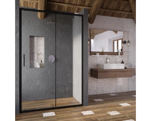 Душевая дверь в нишу Ravak Blix Slim BLSDP2-100, профиль чёрный, витраж транспарент, X0PMA0300Z1