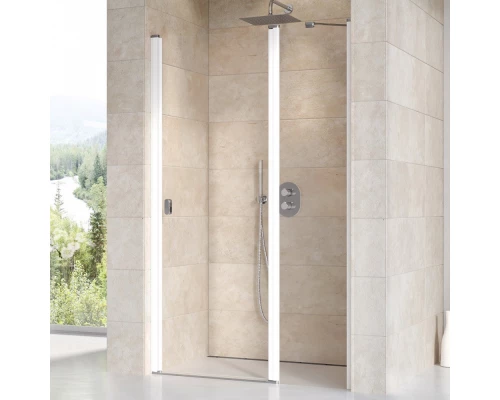 Душевая дверь в нишу Ravak Chrome CSD2-110, профиль белый, витраж транспарент, 0QVDC100Z1