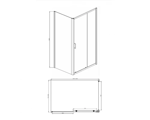 Душевой уголок Bravat Drop BS120.3100A, 120 x 80 x 200 см, двери раздвижные, стекло прозрачное, хром