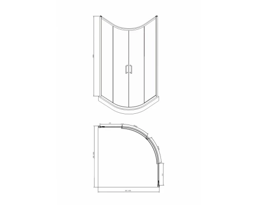 Душевой уголок Bravat Drop BS090.1200A, 90 x 90 x 200 см, двери раздвижные, стекло прозрачное, хром