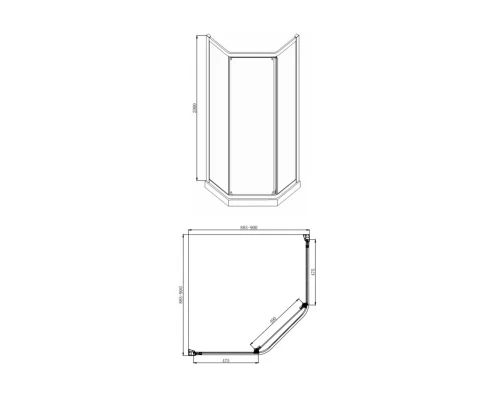 Душевой уголок Bravat Line BS090.6115A, 90 x 90 x 200 см, дверь раздвижная, стекло прозрачное, хром