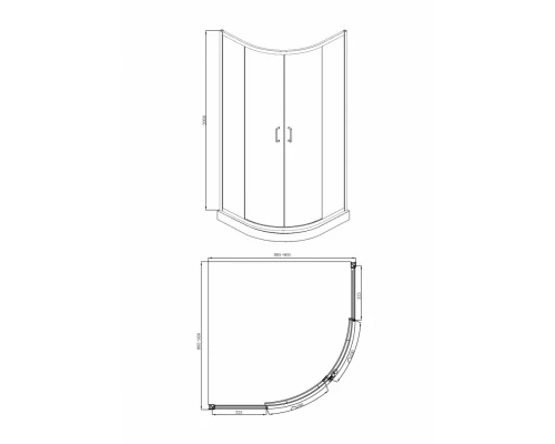 Душевой уголок Bravat Line BS090.1201A, 90 x 90 x 200 см, двери раздвижные, стекло прозрачное, хром