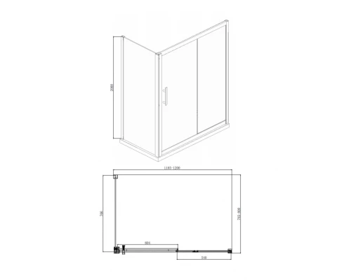 Душевой уголок Bravat Stream BS120.3103S, 80 x 120 x 200 см, дверь раздвижная, стекло прозрачное, хром