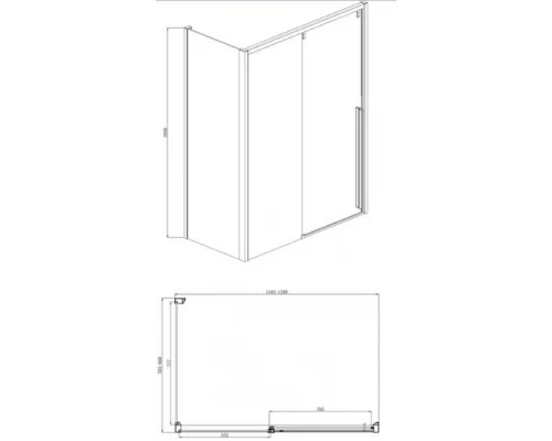 Душевой уголок Bravat Slim Line BS120.3104A, 120 x 80 x 195 см, двери раздвижные, стекло прозрачное, хром