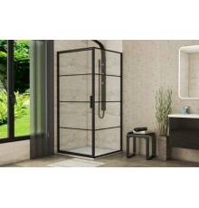 Душевой уголок Bravat Black Line BS090.2115B, 90 x 90 х 195 см, двери распашные, стекло прозрачное, черный