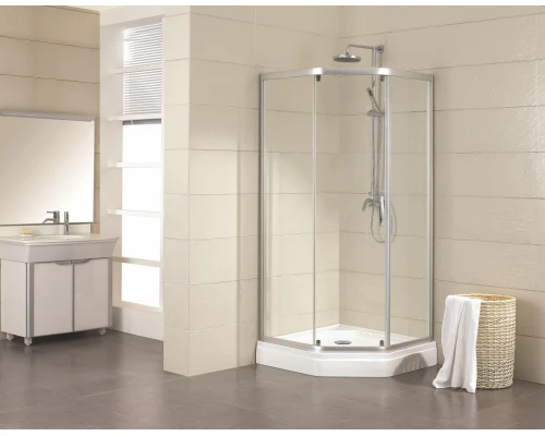 Душевой уголок Bravat Line BS090.6115A, 90 x 90 x 200 см, дверь раздвижная, стекло прозрачное, хром