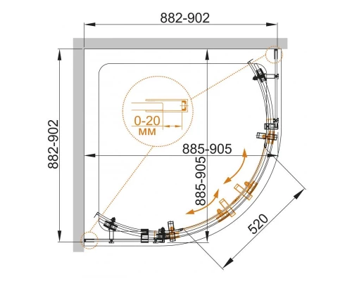 Душевой уголок Cezares Stylus-M STYLUS-O-M-R-2-90-C-Cr, 90*90 см