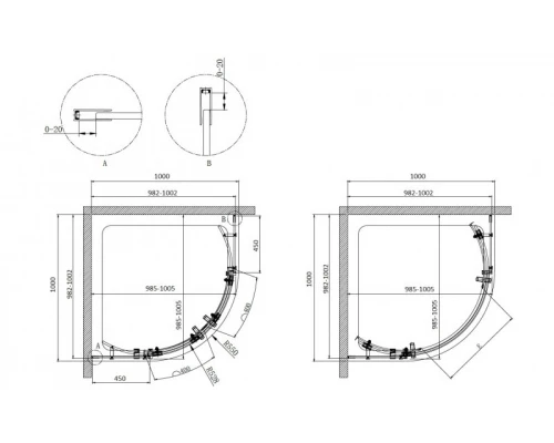 Душевой уголок Cezares Stylus-M STYLUS-O-M-R-2-100-C-Cr, 100 x 100 см