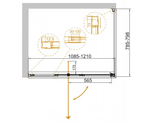 Душевой уголок Cezares Variante 120 х 80 х 195, стекло прозрачное