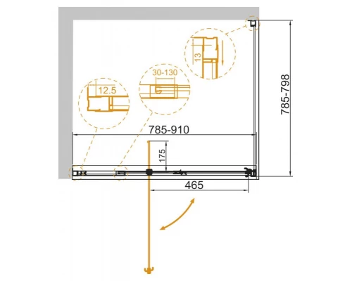 Душевой уголок Cezares Variante, 80 х 80 х 195 см, стекло прозрачное