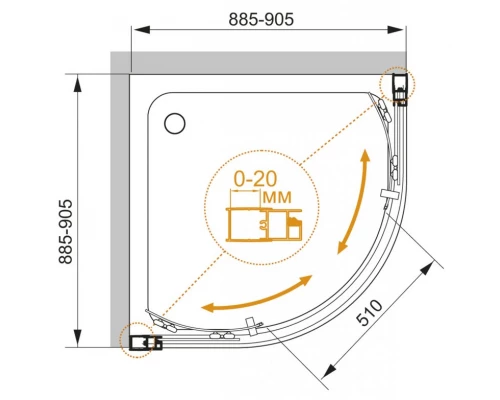 Душевой уголок Cezares Momento-R-2-90-C-Cr 90 х 90 х 195 см стекло прозрачное