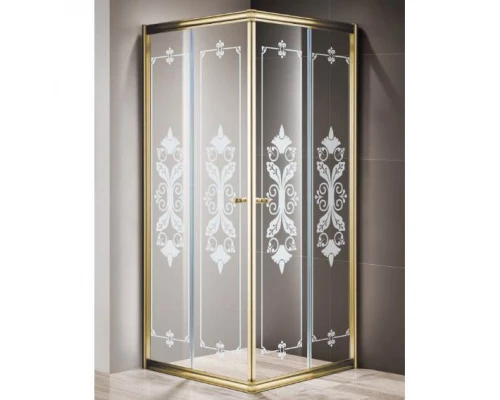 Душевой уголок Cezares GIUBILEO-A-2-100-SCORREVOLE-Br, 100 х 100 х 195 см, стекло прозрачное/матовое узорчатое