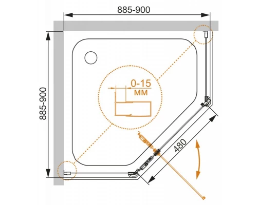 Душевой уголок Cezares ECO-O-P-1-90-C-Cr, 90 х 90 х 195 см, стекло прозрачное