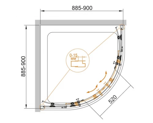 Душевой уголок Cezares ECO-O-R-2-90-C-NERO, 90 х 90 х 190 см, стекло прозрачное